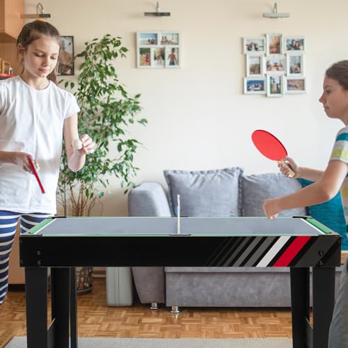 Giantex 10-in-1 Multi Game Table, Combo Game Table Set w/Hockey, Foosball Pool Ping-Pong Chess Cards Checkers Bowling, Shuffleboard, Backgammon, Adult Size Foosball Table for Game Room, Family - size: 49"L x 38"W x 32.5"H, style: 4-in-1