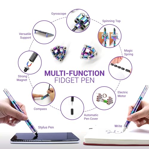 Elegancy Fidget Pen Magnetic Unique for Kids Magnet Gel Pen Gadget for Men Creative Stress Relief Office Desk Tool and Innovative Gift for Teenagers Adults Fidget Toy - color: Rainbow