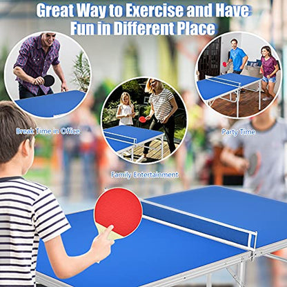 Gotoplay Folding Table Tennis, Portable Ping Pong Table Game Set with Net, 2 Paddles & 2 Balls, Outdoor Indoor Table Tennis Table for Kids Junior Adult, 60 x 30 x 30 Inches, Assembly Free