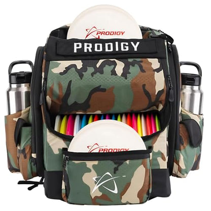 Prodigy Disc BP-1 V3 Disc Golf Backpack | Backpack Storage with 30+ Disc Capacity | Disc Golf Backpack Bag | Tear & Water Resistant | Golf Accessories for Men | Large Golf Disc Bags - color: Green Camo