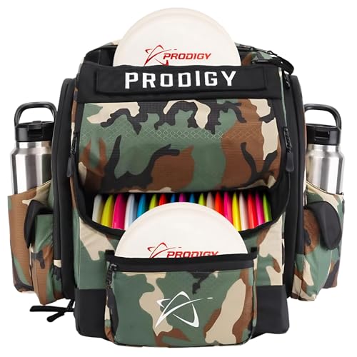 Prodigy Disc BP-1 V3 Disc Golf Backpack | Backpack Storage with 30+ Disc Capacity | Disc Golf Backpack Bag | Tear & Water Resistant | Golf Accessories for Men | Large Golf Disc Bags - color: Green Camo