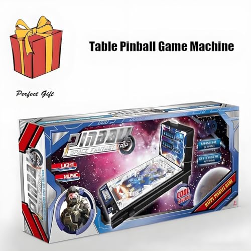 Retro Arcade Electronic Tabletop Pinball Machine - Desktop Ball Shooting Game with Vibrating Bumpers, LED Lights Sound Effects | Portable Mini Pinball | Gift for Ages 4+