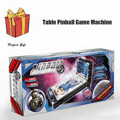 Retro Arcade Electronic Tabletop Pinball Machine - Desktop Ball Shooting Game with Vibrating Bumpers, LED Lights Sound Effects | Portable Mini Pinball | Gift for Ages 4+