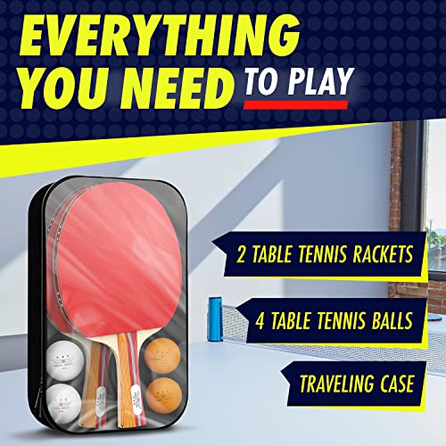 NIBIRU SPORT Professional Ping Pong Paddle Sets, 2 Paddle or 4 Paddle Table Tennis Set with Tournament Quality Balls and Carry Bag/Storage Case, Table Tennis Equipment & Ping Pong Accessories - size: 2 paddle set