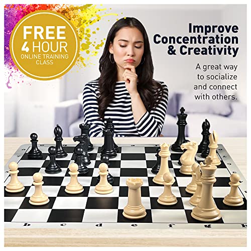MegaChess Staunton Quadruple Weighted Chess Set - 4.1" Kings, 2 Boards, 34 Pieces, 4 lbs, Ages 8+ - size: Classic XL Super Heavyweight Edition