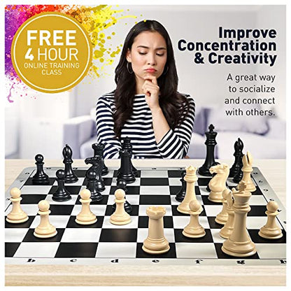 MegaChess Staunton Quadruple Weighted Chess Set - 4.1" Kings, 2 Boards, 34 Pieces, 4 lbs, Ages 8+ - size: Classic XL Super Heavyweight Edition