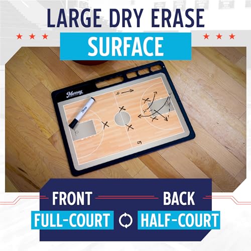 Murray Sporting Goods Premium Coaches Clipboard | Double-Sided Dry Erase Marker Board for Basketball, Baseball, Soccer, Football, Hockey (Marker Included) - style: Basketball