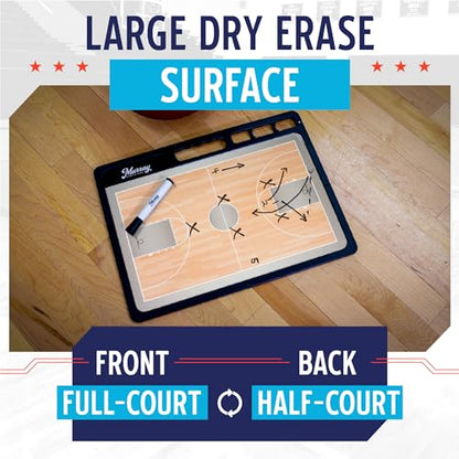Murray Sporting Goods Premium Coaches Clipboard | Double-Sided Dry Erase Marker Board for Basketball, Baseball, Soccer, Football, Hockey (Marker Included) - style: Basketball