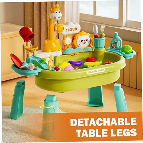 Toy Sink with Running Water, Multi-Play Toddler Water Table with Circulating Faucet, Detachable Legs, Green (4 Rechargeable AA Batteries & Screwdriver Included).. - color: Green