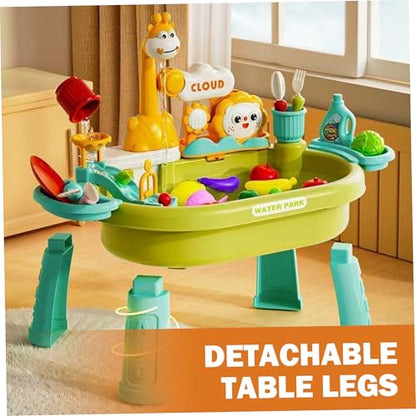 Toy Sink with Running Water, Multi-Play Toddler Water Table with Circulating Faucet, Detachable Legs, Green (4 Rechargeable AA Batteries & Screwdriver Included).. - color: Green
