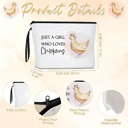 Sieral 2 Pcs Animal Lover Bag Gift for Women Travel Canvas Tote Portable Zipper Pouch Canvas Reusable Grocery Tote - style: Chicken