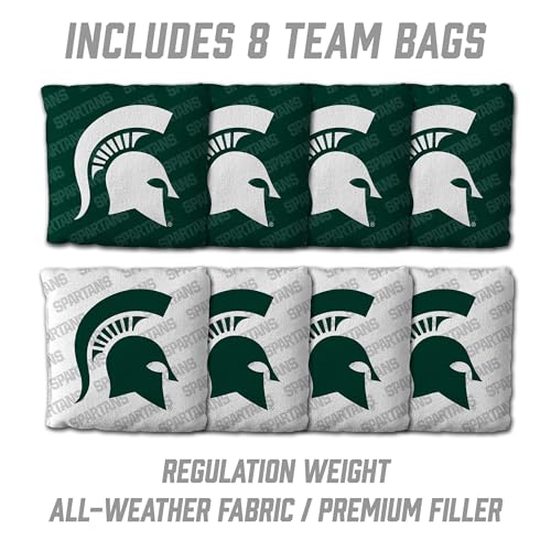 YouTheFan NCAA 2' x 4' Slogan Series Professional Wood Cornhole Game with Logo Bags - color: Michigan State Spartans