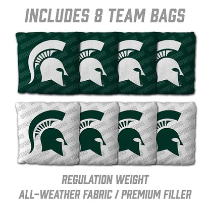 YouTheFan NCAA 2' x 4' Slogan Series Professional Wood Cornhole Game with Logo Bags - color: Michigan State Spartans