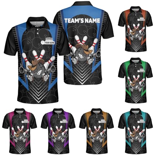 GABITA Personalized Bowling Jerseys for Men, Custom Bowling Shirts, Funny Bowling Shirts Gift for Bowler Team Player - color: A12