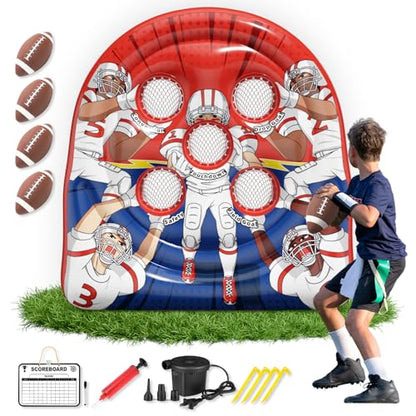 6FT Giant Inflatable Football Target Toss Game - Fun Indoor & Outdoor Yard Games for Kids & Adults, Football Party Throwing Games, Carnival Games, Camping & Tailgate Lawn Activities