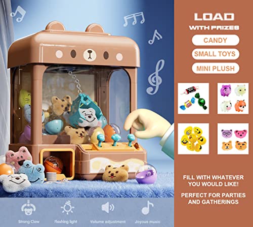 cxjoigxi Large Claw Machine for Kids Adults with Prizes, Adjustable Sound & Light, Mini Vending Machine, Electronic Arcade Crane Game, Candy Dispenser Toy for Girls Boys Birthday Gifts, Bear