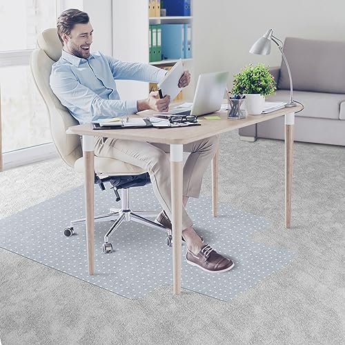 LEMY 48 Inch x 36 Inch 1/8 Inch (3MM) Thickness PVC Floor Office Chair Mat Transparent Plastic Carpet Floor Protector for Chair Desk Home Office - size: 48x36 With Lip