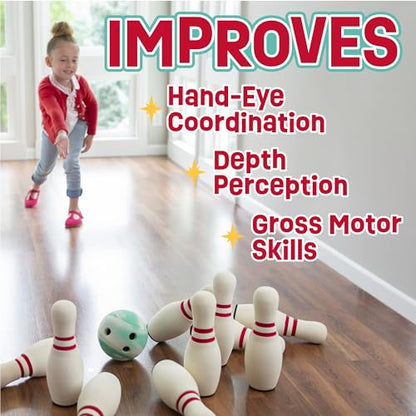 MindWare Oh So Fun! Deluxe Bowling Set – Safe & Fun Foam Bowling Set for Kids Ages 3 & Up