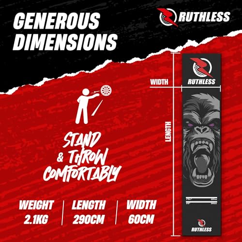 RUTHLESS Darts Mat | Heavy Duty Non Slip Durable Carpet Dart Mat for Floor Black - style: Gorilla
