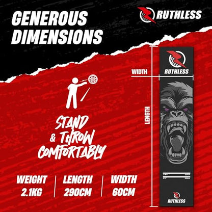 RUTHLESS Darts Mat | Heavy Duty Non Slip Durable Carpet Dart Mat for Floor Black - style: Gorilla