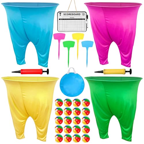 Granny Pants Yard Game, Granny Pants Party Game with Oversized Pants Bouncy Balls Ground Stakes Storage Bag and Air Pumps, Outdoor Tossing Games for Adults Family Carnival Party Reunion Gathering - size: Large-4P