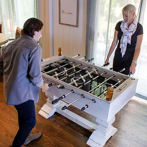 Hathaway Montecito 55 inch Foosball Table Adult Size for Family Game Rooms - With Smooth Playfield, Dual Abacus Scoring, ABS Weighted Players, Sturdy Leg Levelers & 2 Foosballs – Driftwood
