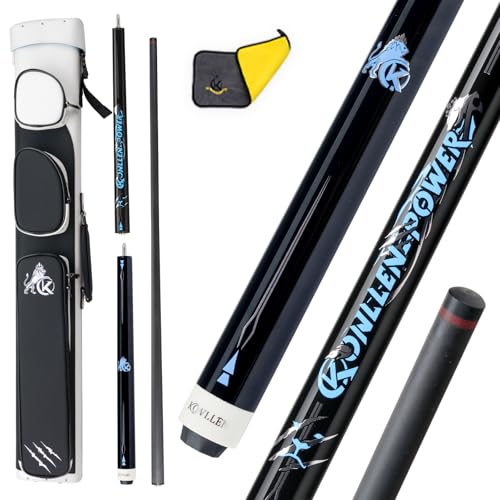 KONLLEN Heavy Hitter Carbon Fiber Jump Break Cue, 3-Piece 58" Pool Cue for Break and Jump Shots, 13mm Phenolic Tip, Uni-Loc Joint, 19–20oz - color: Black-set1