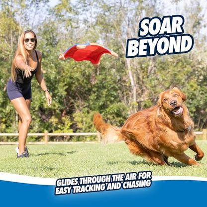 Chuckit! Flying Squirrel Fetch Dog Toy - Water Floating Flyer - Soft and Durable Polyester Canvas Construction - For Small Dogs - Size Small - 8.25-inch Diameter - Pack of 1 - Orange and Blue - size: Small