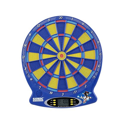 Sonic The Hedgehog Electronic Dartboard Set with Digital Scoring, Multiple Game Modes, LED Display, Soft Tip Darts Included, Indoor Family Game for Adults & Kids