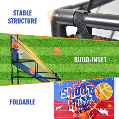 Basketball Arcade Game Indoor, Single Shot Basketball Hoop with 2 Balls & Pump, Foldable Stand for Toddlers & Young Players, Active Play Toy for Home, Playroom, Carnival