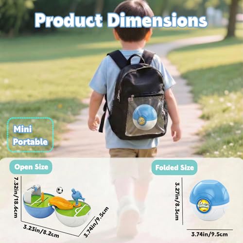Mini Tabletop Football Game in a Ball, Travel-Ready Pocket Soccer Board Game with Launcher & Goalkeeper, Desktop Sports Toy for Kids Ages 3+