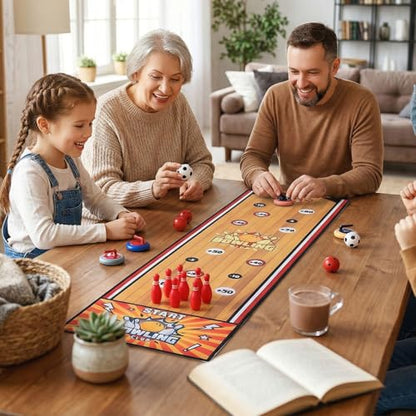 Alomejor Indoor Bowling Set, Flannel Tabletop Bowling Game with Foldable 39.37 X 11.42in Mat, 6 Pins and 6 Balls, Easy Setup Interactive Party Game for Family Night