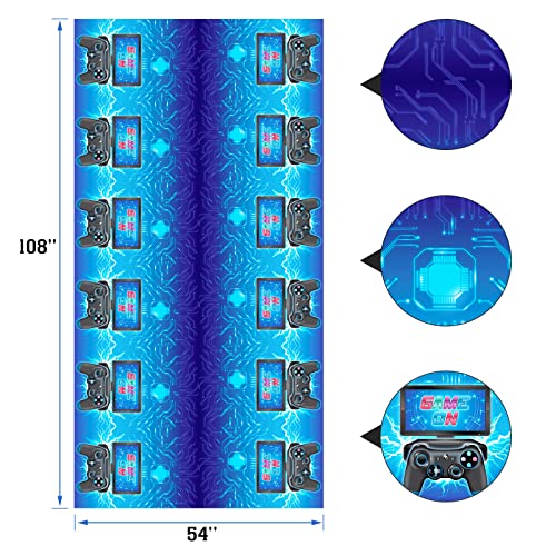 DECORLIFE 3 Pack Video Game Party Tablecloth, 108 x 54 Inch, Waterproof and Table Covers for Gamer Birthday Party Supplies