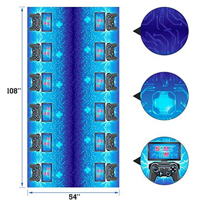DECORLIFE 3 Pack Video Game Party Tablecloth, 108 x 54 Inch, Waterproof and Table Covers for Gamer Birthday Party Supplies
