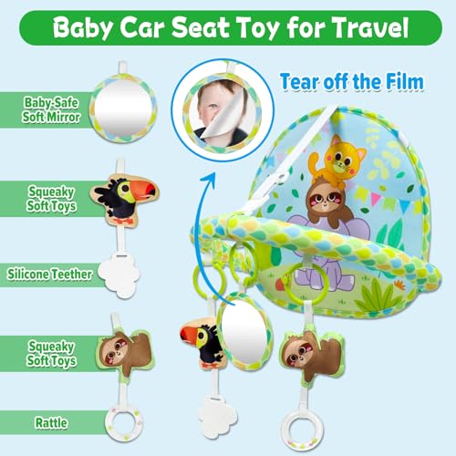 Dr.Rapeti Baby Car Seat Toy for Travel Rear Facing Double Sided Baby Travel Activity Car Seat Entertainment Toy Easy Drive Gift for Newborn Baby Infant