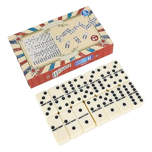 Offelec Premium Double 6 Dominoes Set with Magnetic Closure Box - 28 Classic Domino Tiles with Colored Dots for Easy Reading, Domino Game for Adults, Kids & Family Game Night, Mexican Train, Travel - color: Double 6 Dominoes