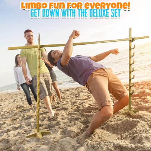 Fun Express Deluxe Limbo Game Set for Kids and Adults - Adjustable Height Bar with Sturdy Base | Perfect for Outdoor Birthday Parties, Luau Games, Lawn Activities & Family Gatherings