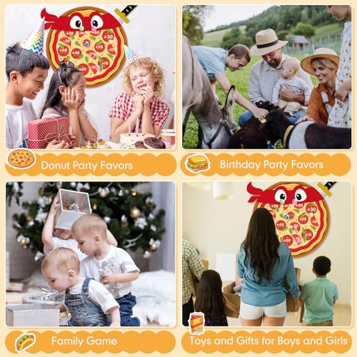 WinnerWhy Pizza Party Game Turtle Party Favors 24 x 22 Pizza Dart Board with 18 Sticky Balls Toys Turtles Themed Game Video Birthday Supplies Decoration Gift for Boys Girls