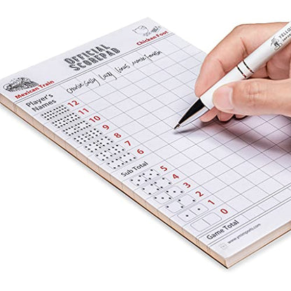 Yellow Mountain Imports Mexican Train and Chicken Foot Dominoes Scorepad/Scoring Sheets (8.2 x 5.5 Inches) - 60 Sheets - size: Mexican Train/Chicken Foot - 60 sheets