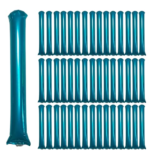 48pcs Round Head Boom Sticks Thunder Sticks Cheering Sticks Team Spirit Plastic Cheerleading Spirit Stick Clapper Inflatable Noise Maker Sports Supply (Metallic Blue) - color: Metallic Blue