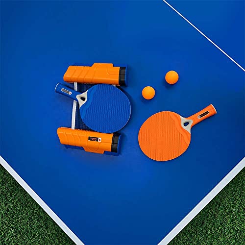2-Player Outdoor Table Tennis Net Set - Play Table Tennis Almost Anywhere - Indoor/Outdoor Ping Pong Paddles - Retractable Net Fits Tables Up to 2” Thick & 6’ Long