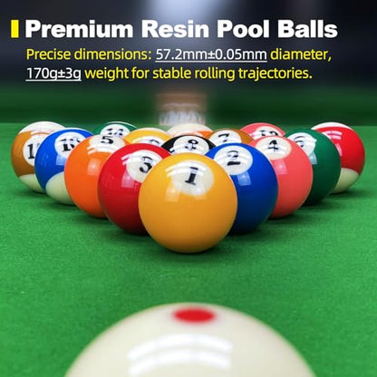 Billiard Balls Set, 2-1/4 Inch Superior Control & True Impact for Professional Tournament Play, 16-Piece with Phenolic Resin, Perfect for Home Game Rooms-5A Grade Material