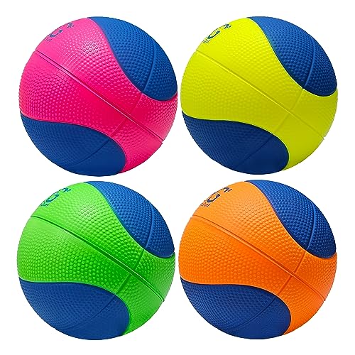 Macro Giant Soft 6-Inch PU Foam Mini Basketballs for Kids, Set of 4, Neon Colors – Indoor & Outdoor Training Basketballs for Playground, PE Class, Easy Grip - color: Neon Colors