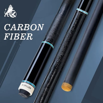 KONLLEN Carbon Fiber Pool Cue Stick 58-inch Professional Pool Sticks for Adults Full Carbon Technology Low Deflection Pool Cue Billiard Cues with 12.5mm Tip (Easy to Control, Pro Taper, Ultra-Smooth) - color: 001 blue black