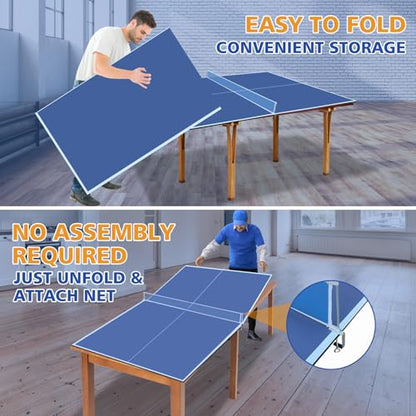 7/8/9ft Mid-Size Ping Pong Conversion Top with Net Set for Billiard and Pool Tables - Regulation Top Converts Billiards into Ping Pong Table Blue/Green/Black - color: Blue, size: 7 FT