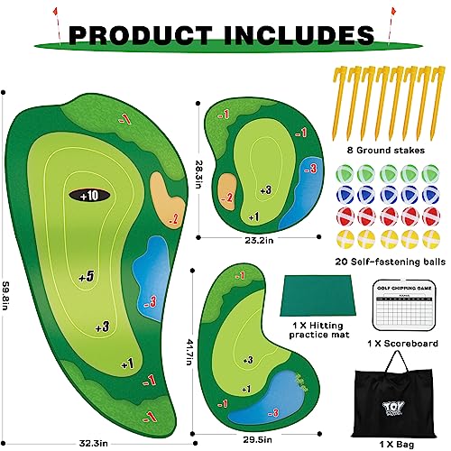 TOY Life Chipping Golf Game Mat Indoor Outdoor Games for Adults and Family Kids Outdoor Play Equipment Stick Chip Game Indoor Golf Set Backyard Games Outdoor Toys for Kids - style: Multi Mat Set