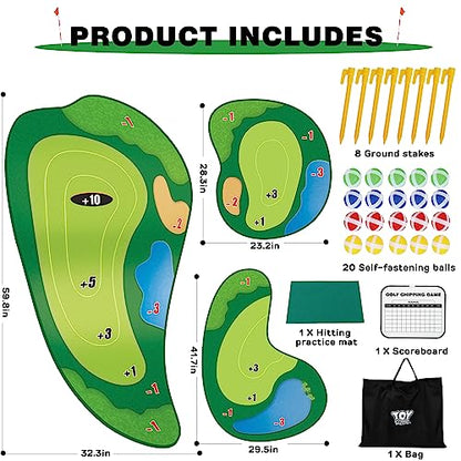 TOY Life Chipping Golf Game Mat Indoor Outdoor Games for Adults and Family Kids Outdoor Play Equipment Stick Chip Game Indoor Golf Set Backyard Games Outdoor Toys for Kids - style: Multi Mat Set