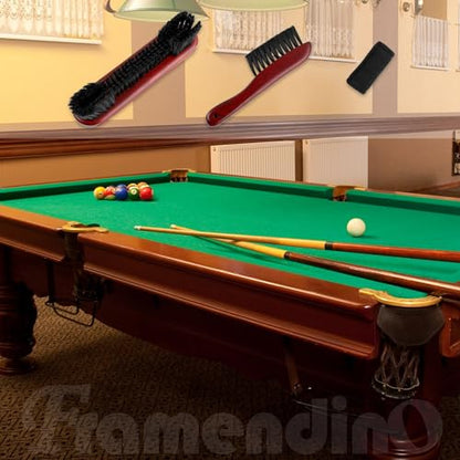 Framendino, 3 Pack Billiards Pool Table Rail Brush Cleaning Tools Set with Cleaner Cloth Wine Red - color: Wine Red