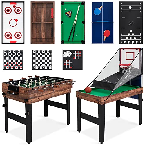 Best Choice Products Combo Game Table Set for Home, Game Room, Friends & Family w/Ping Pong, Foosball, Basketball, Air Hockey, Archery, Chess, Checkers, Shuffleboard, Bowling - color: Walnut