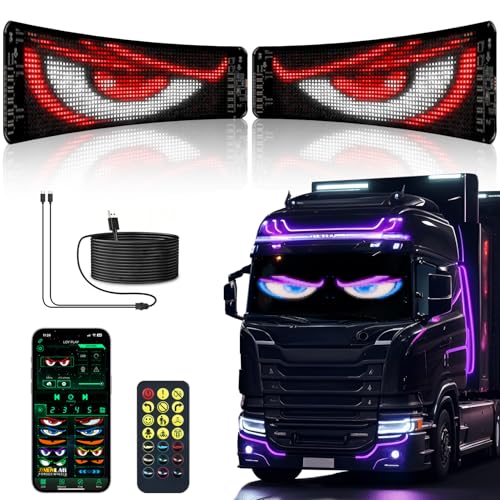 2pcs Devil Eyes Light for Windshield,14“*4”Programmable Flexible LED Display with Remote/App Control,Custom Animations, Patterns & Text,for Store、Cars、 Trucks - size: 14"*4"/2pcs